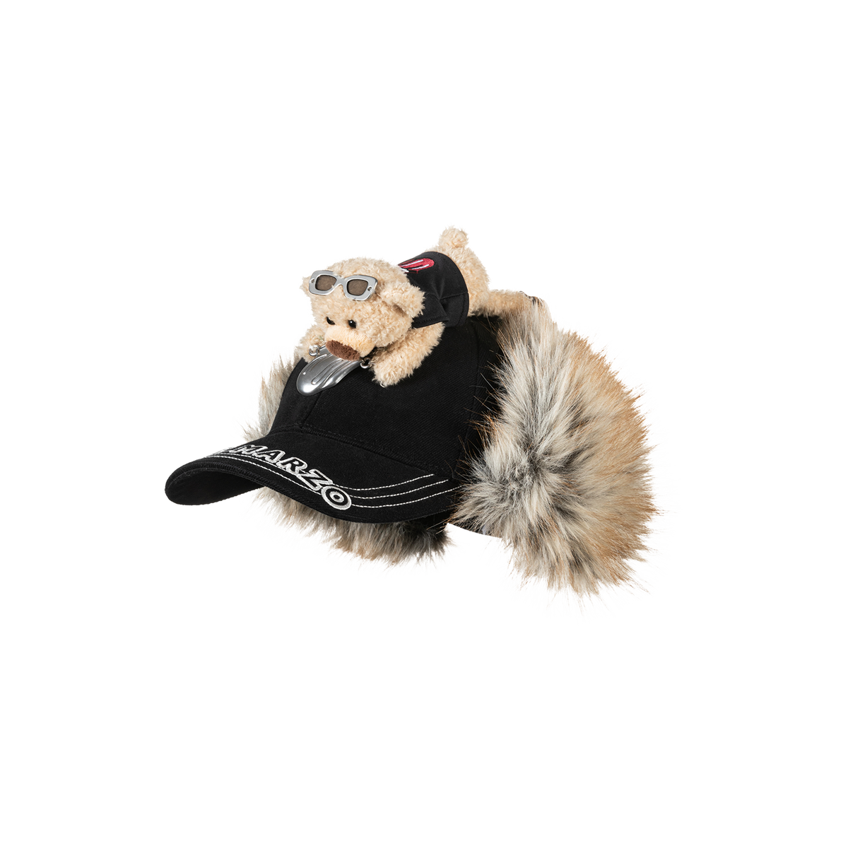 13DE MARZO Rolling Stones Furry Earflap Cap Black