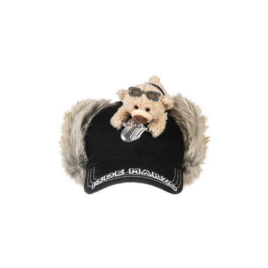 13DE MARZO Rolling Stones Furry Earflap Cap Black