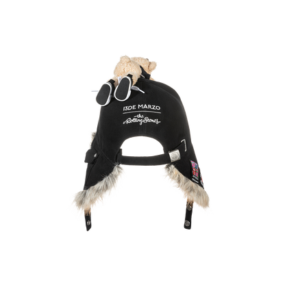 13DE MARZO Rolling Stones Furry Earflap Cap Black