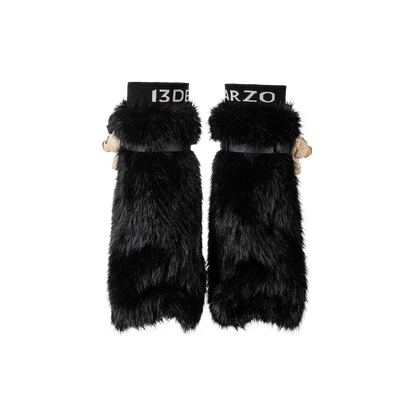 13DE MARZO Rolling Stones Faux Fur Leg Warmer Black
