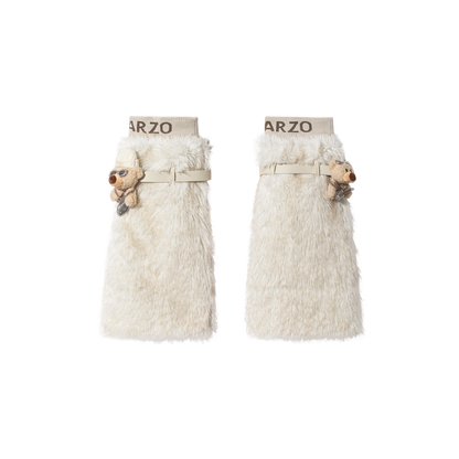 13DE MARZO Rolling Stones Faux Fur Leg Warmer Beige