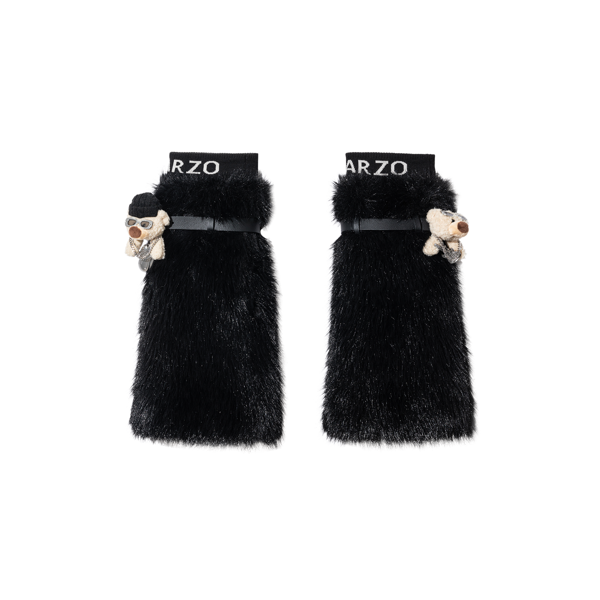 13DE MARZO Rolling Stones Faux Fur Leg Warmer Black