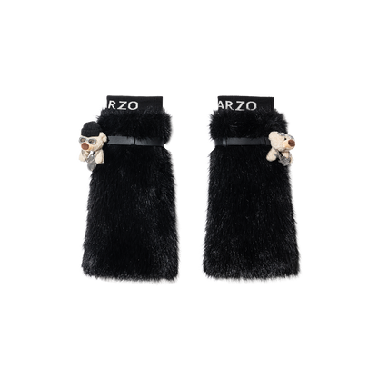 13DE MARZO Rolling Stones Faux Fur Leg Warmer Black