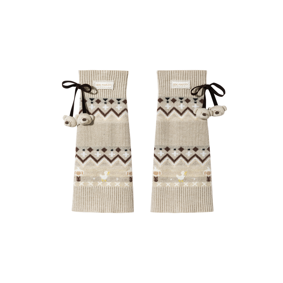13DE MARZO Bow Knit Jacquard Leg Warmers