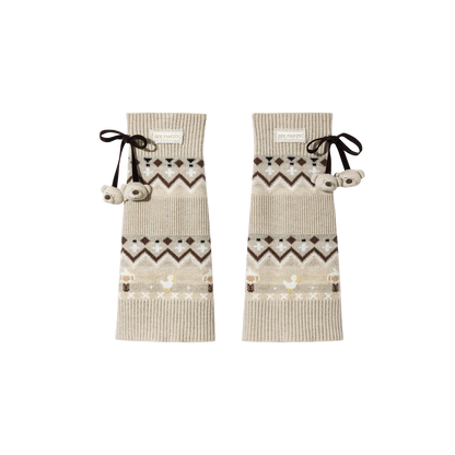 13DE MARZO Bow Knit Jacquard Leg Warmers