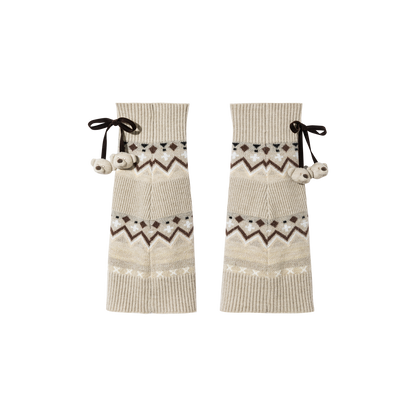 13DE MARZO Bow Knit Jacquard Leg Warmers