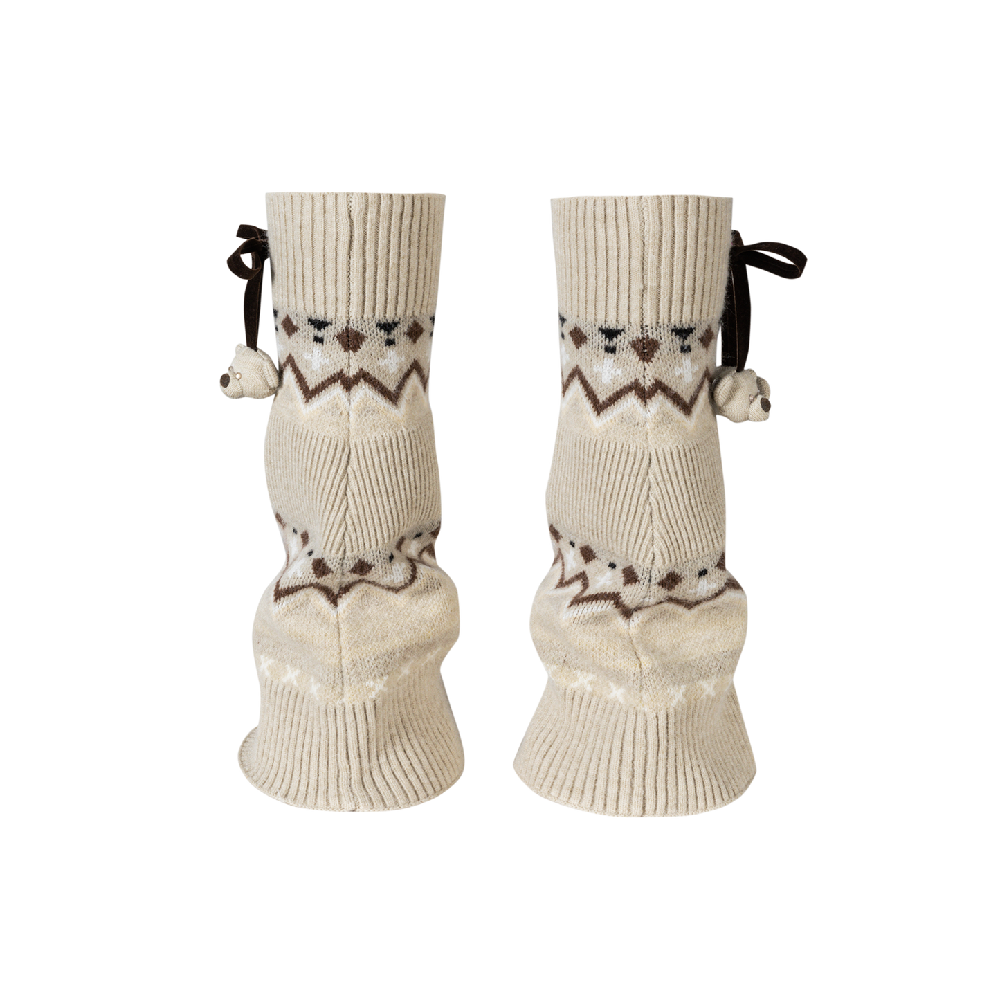 13DE MARZO Bow Knit Jacquard Leg Warmers