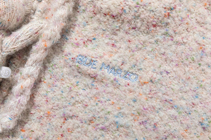 13DE MARZO Colorful Dot Knit Letter Fringe Cardigan Beige