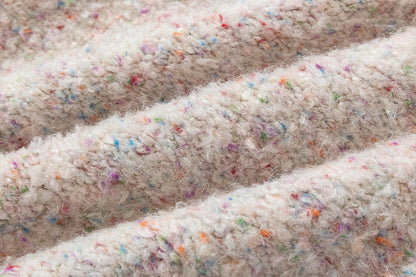 13DE MARZO Colorful Dot Knit Letter Fringe Cardigan Beige