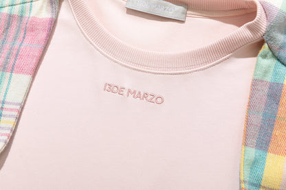 13DE MARZO Plaid Deconstructed Long Sleeve Pink