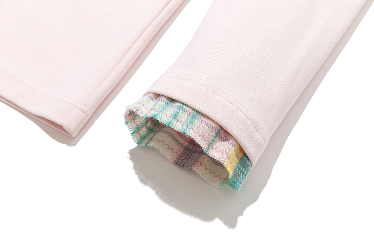 13DE MARZO Plaid Deconstructed Long Sleeve Pink