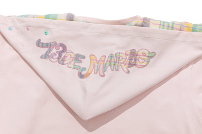 13DE MARZO Plaid Deconstructed Long Sleeve Pink