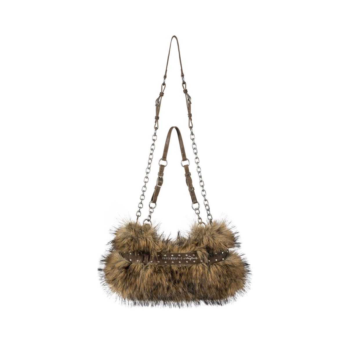 13DE MARZO Rolling Stones Furry Underarm Bag Brown