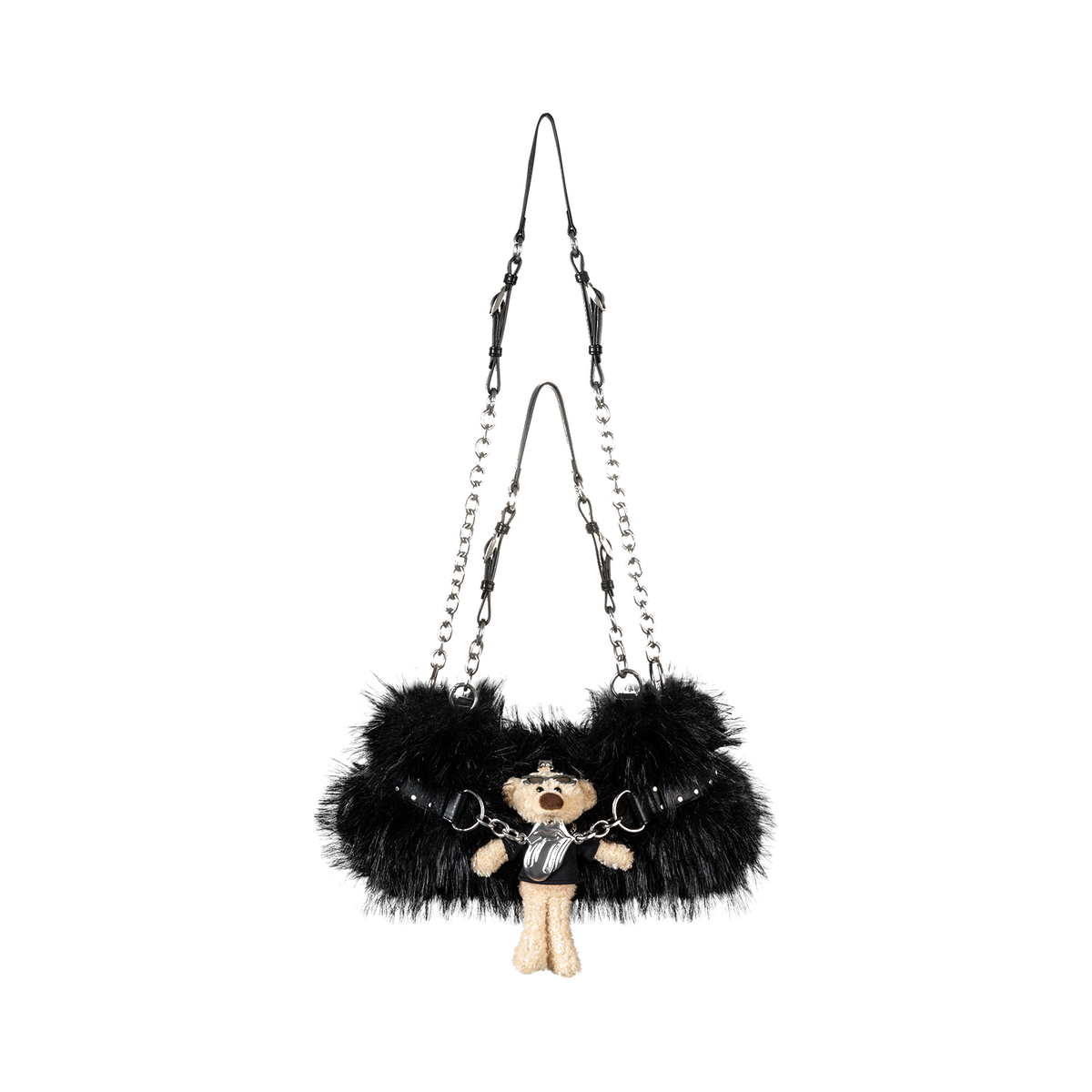 13DE MARZO Rolling Stones Furry Underarm Bag Black