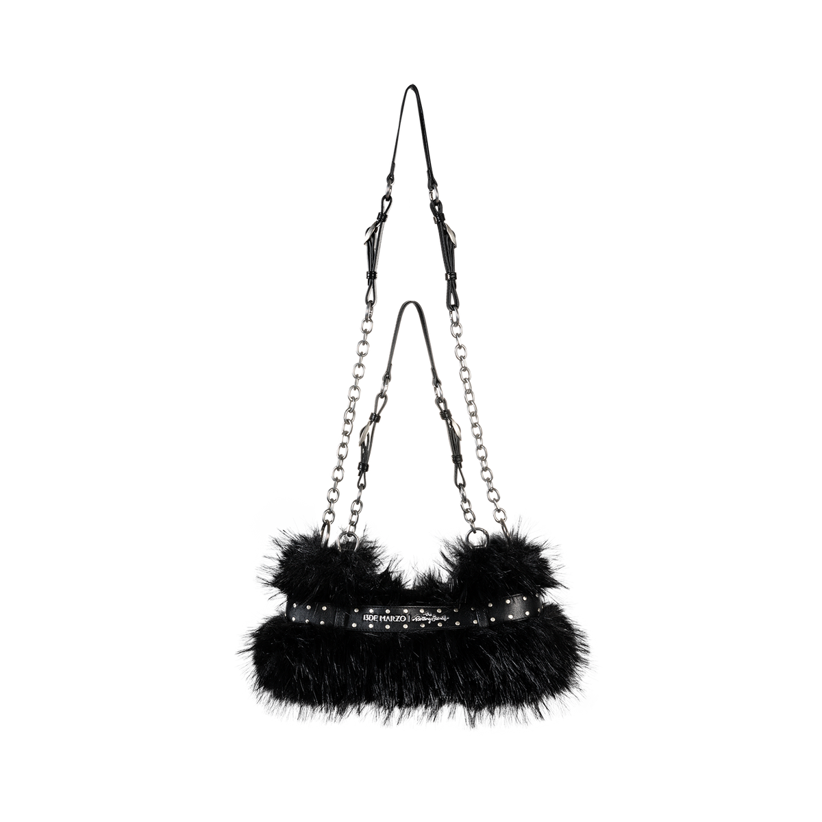 13DE MARZO Rolling Stones Furry Underarm Bag Black