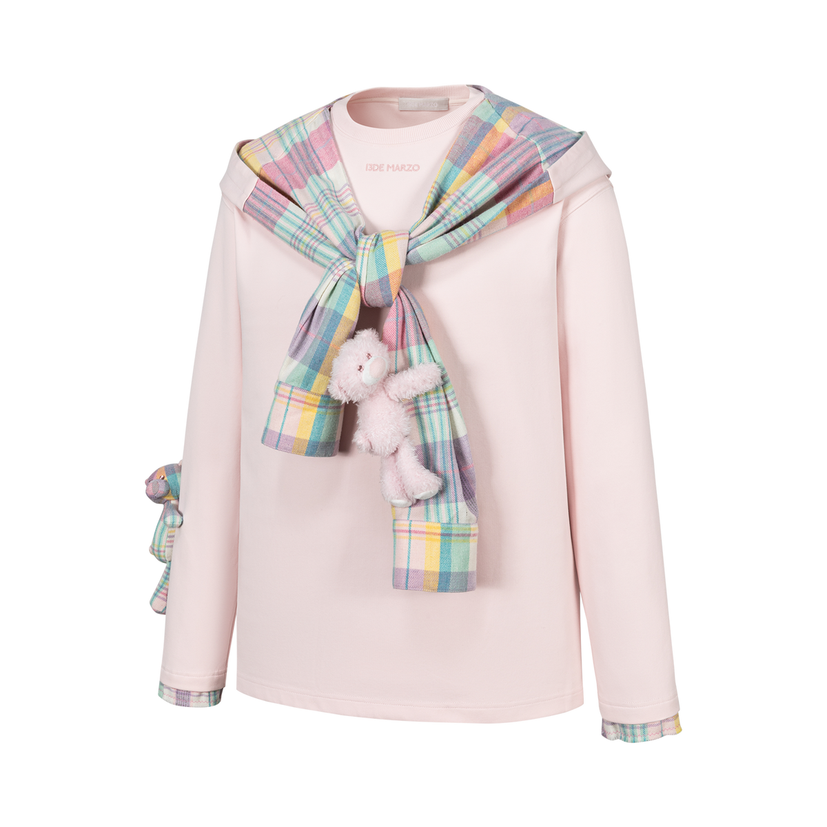 13DE MARZO Plaid Deconstructed Long Sleeve Pink