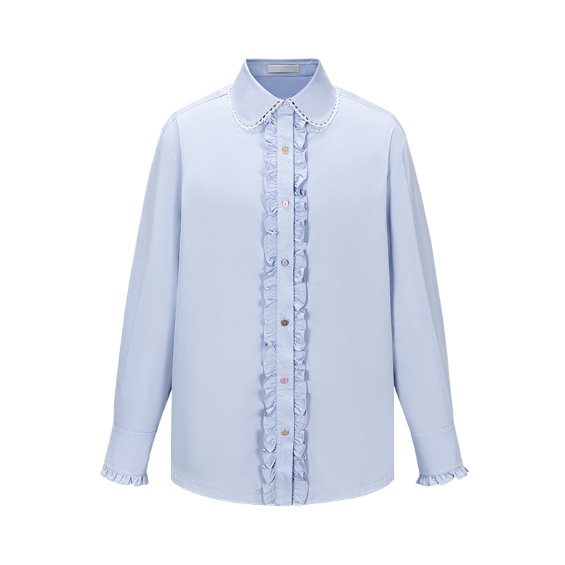 13DE MARZO Detachable CapeCircus Print Shirt Blue
