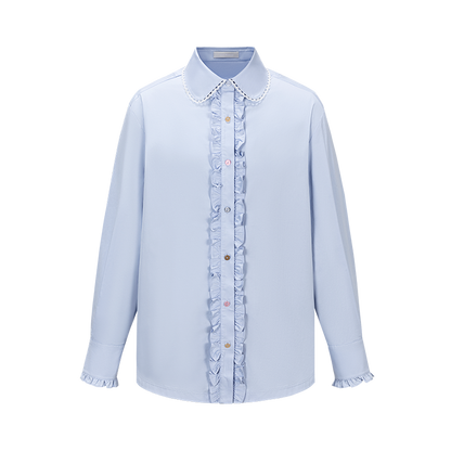 13DE MARZO Detachable CapeCircus Print Shirt Blue