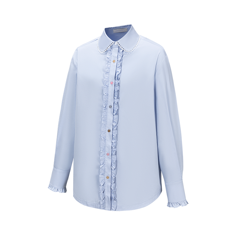 13DE MARZO Detachable CapeCircus Print Shirt Blue