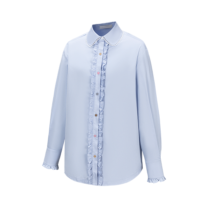 13DE MARZO Detachable CapeCircus Print Shirt Blue