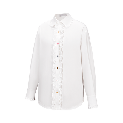 13DE MARZO Detachable CapeCircus Print Shirt White