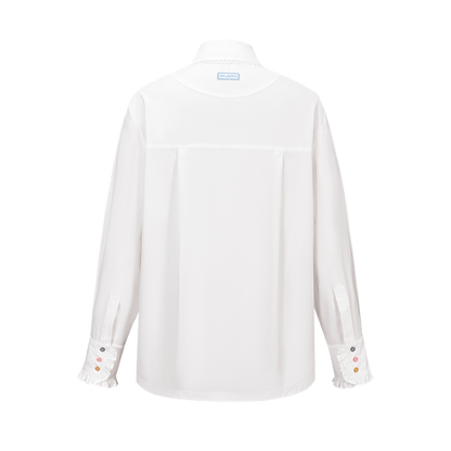 13DE MARZO Detachable CapeCircus Print Shirt White