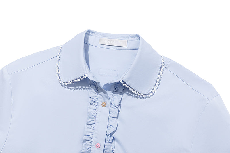 13DE MARZO Detachable CapeCircus Print Shirt Blue