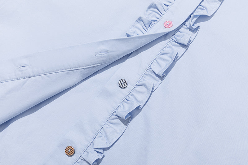 13DE MARZO Detachable CapeCircus Print Shirt Blue