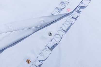 13DE MARZO Detachable CapeCircus Print Shirt Blue