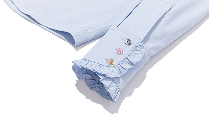 13DE MARZO Detachable CapeCircus Print Shirt Blue