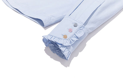 13DE MARZO Detachable CapeCircus Print Shirt Blue