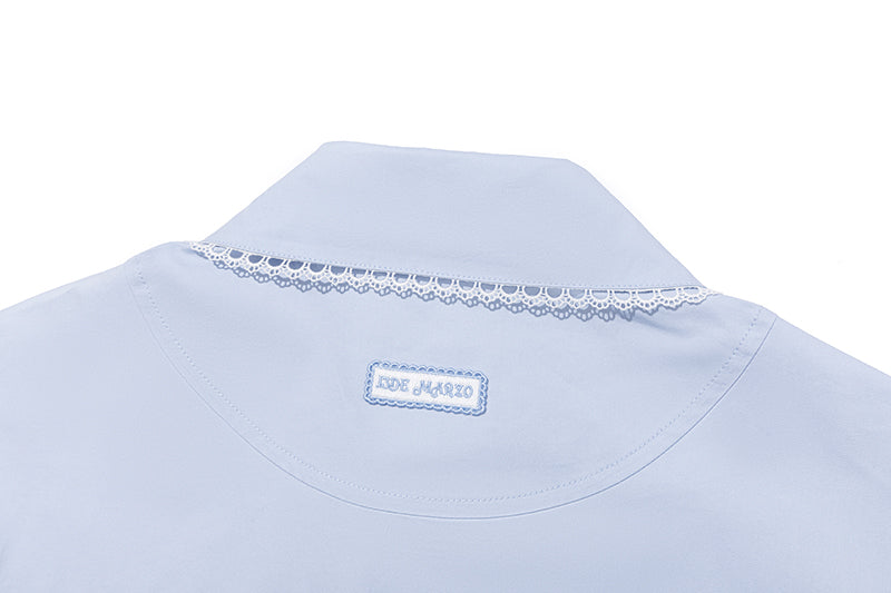 13DE MARZO Detachable CapeCircus Print Shirt Blue