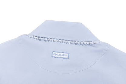 13DE MARZO Detachable CapeCircus Print Shirt Blue