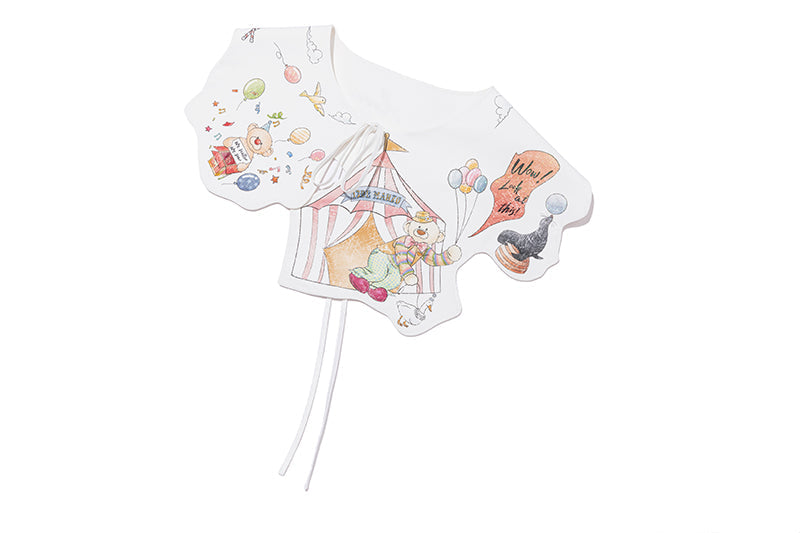 13DE MARZO Detachable CapeCircus Print Shirt White