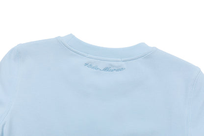 13DE MARZO Floral Illustration Tight Tee Blue