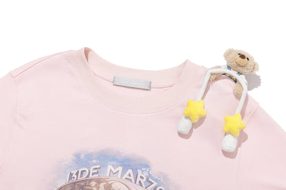 13DE MARZO Carousel Bear Printed T-shirt Pink