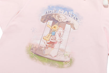 13DE MARZO Carousel Bear Printed T-shirt Pink