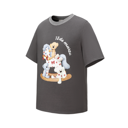 13DE MARZO Rocking Horse Print T-shirt Dark Grey