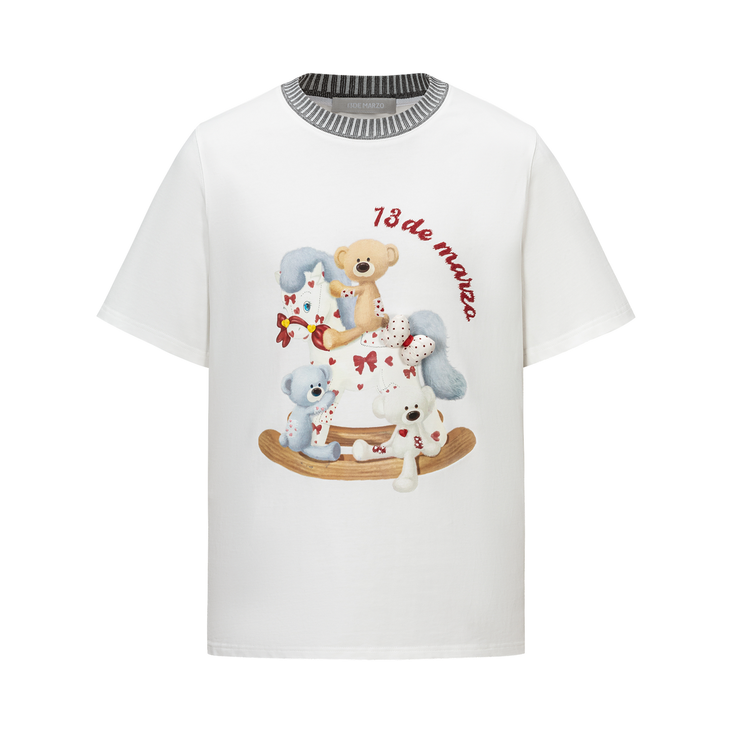 13DE MARZO Rocking Horse Print T-shirt White