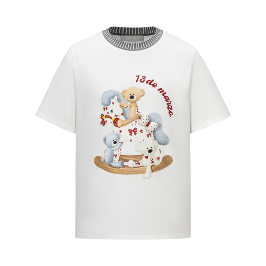 13DE MARZO Rocking Horse Print T-shirt White
