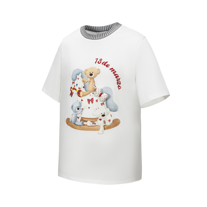 13DE MARZO Rocking Horse Print T-shirt White