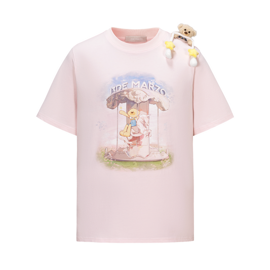 13DE MARZO Carousel Bear Printed T-shirt Pink