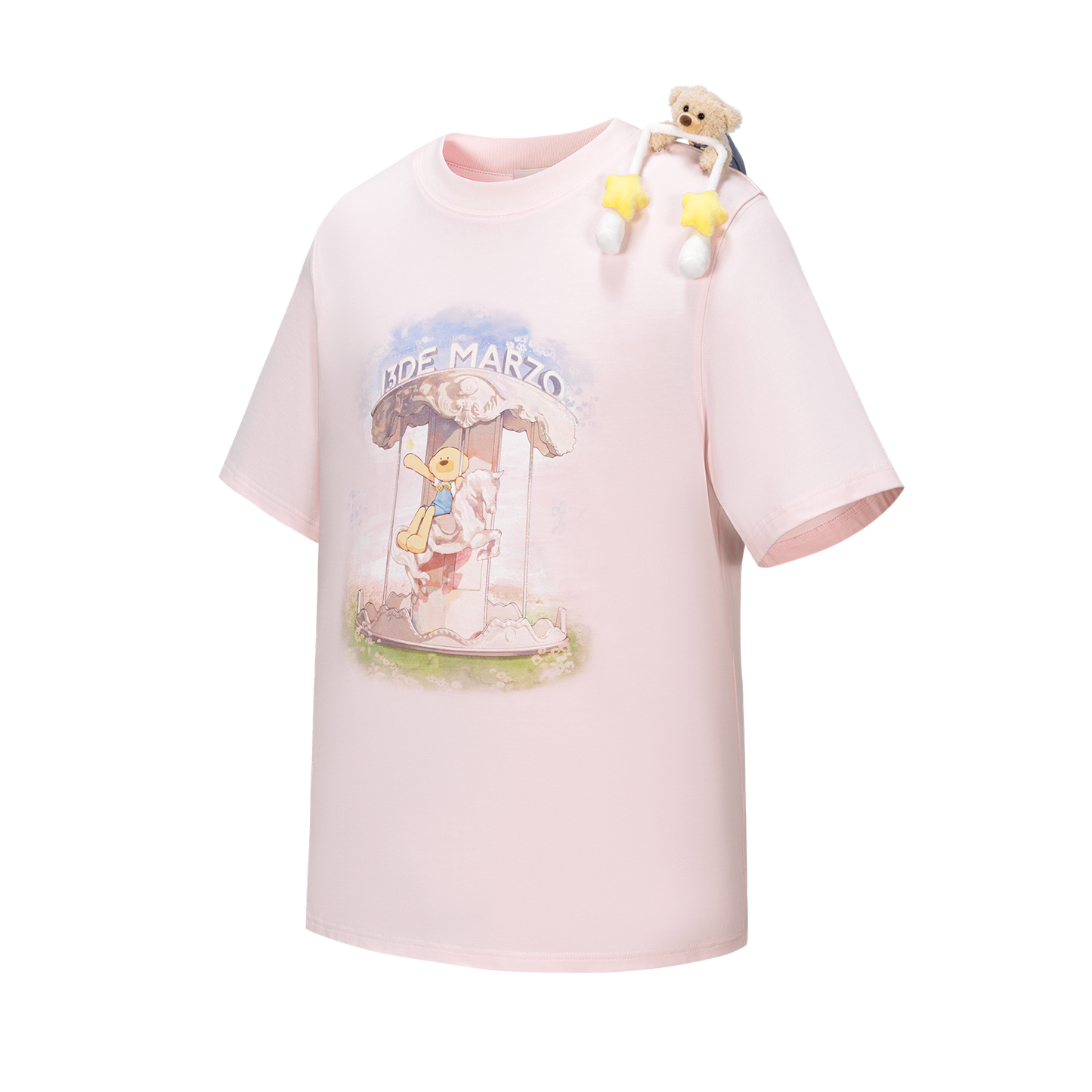 13DE MARZO Carousel Bear Printed T-shirt Pink