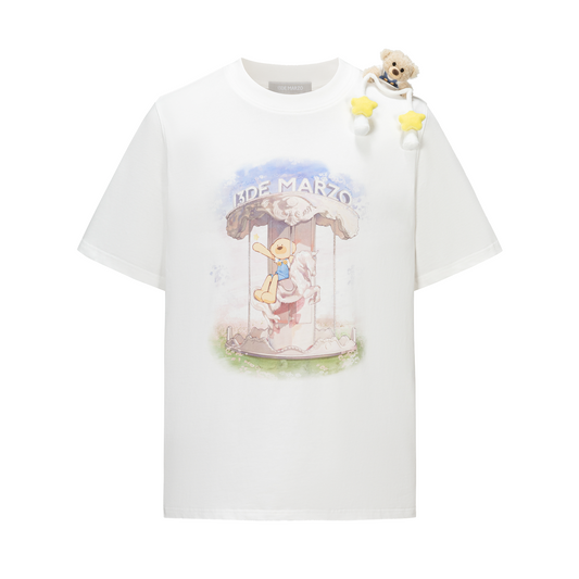 13DE MARZO Carousel Bear Printed T-shirt White