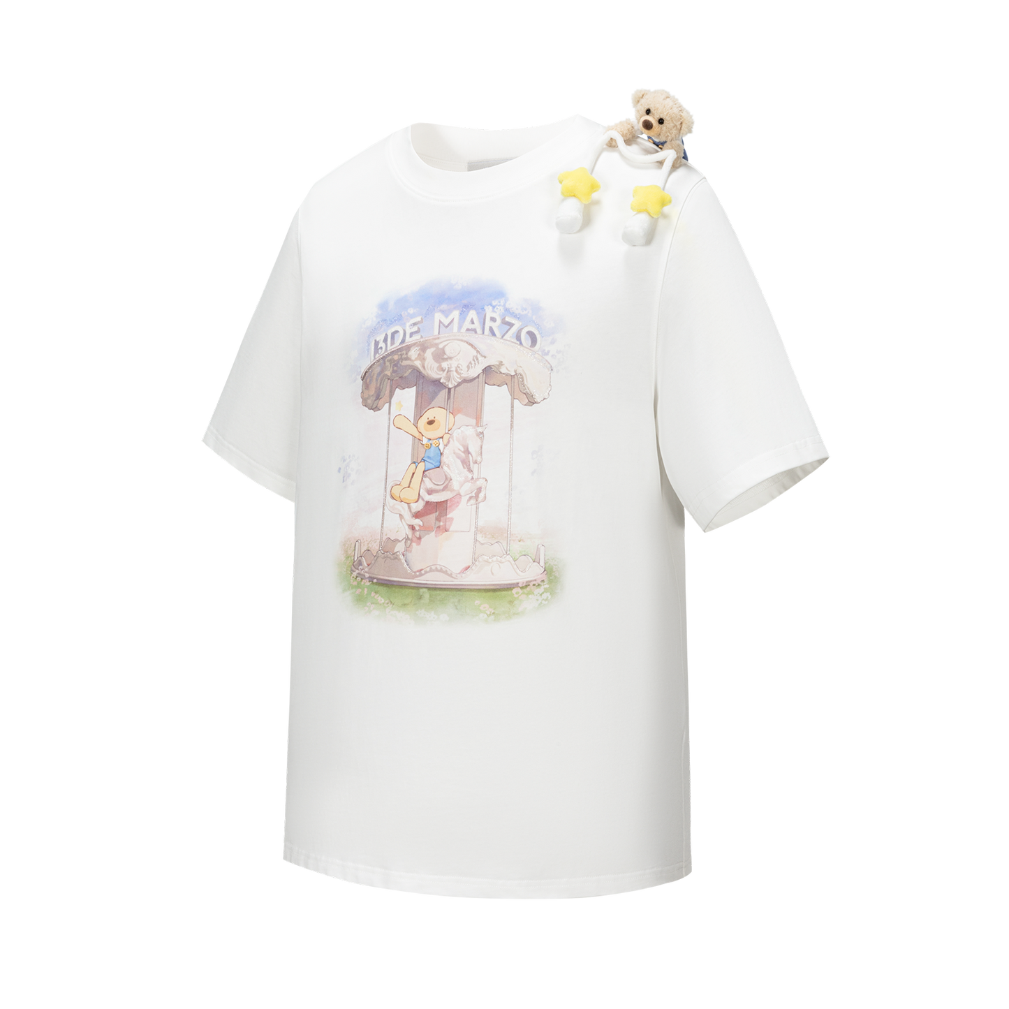 13DE MARZO Carousel Bear Printed T-shirt White
