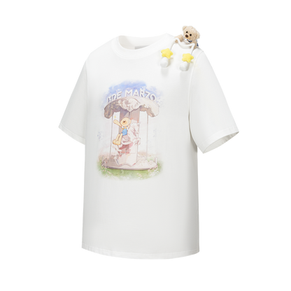 13DE MARZO Carousel Bear Printed T-shirt White