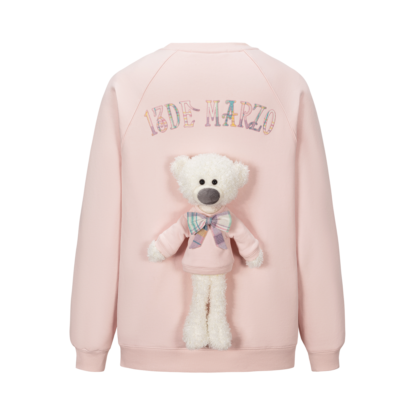 13DE MARZO Big Bear Crewneck Raglan Sweatshirt Pink