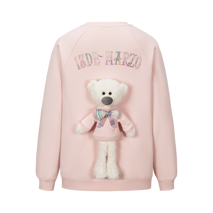 13DE MARZO Big Bear Crewneck Raglan Sweatshirt Pink