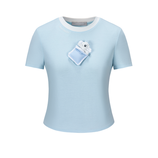 13DE MARZO Nighty Night Bear Tight Tee Blue