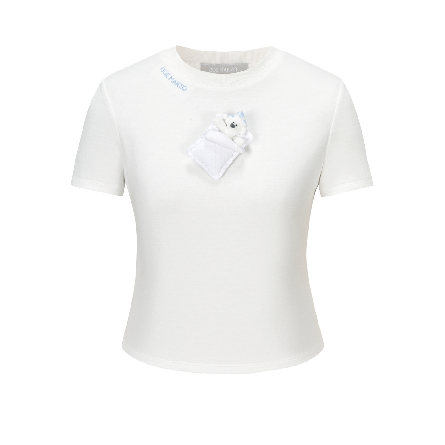 13DE MARZO Nighty Night Bear Tight Tee White